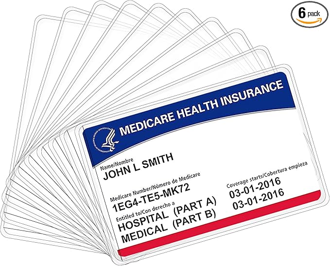 6 Pack New Medicare Card Holder Protector Sleeves，12Mil Clear PVC Waterproof Medical/Credit Card, Business/Social Security Card Protector