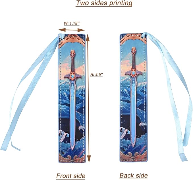 ZQZYMXQ 4Pcs Leather Sword Bookmarks for Men, Cool Fantasy Bookmarks Anime Bookmark, Gifts for Book Lovers Men (Sword)