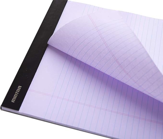 Mintra Office Legal Pads - ((BASIC PASTEL 6pk, 8.5in x 11in, NARROW RULED)) - 50 Sheets per Notepad, Micro perforated, Pastel Writing Pad, Notebook Paper for School, College, Office, Business - Pink, Blue, Purple