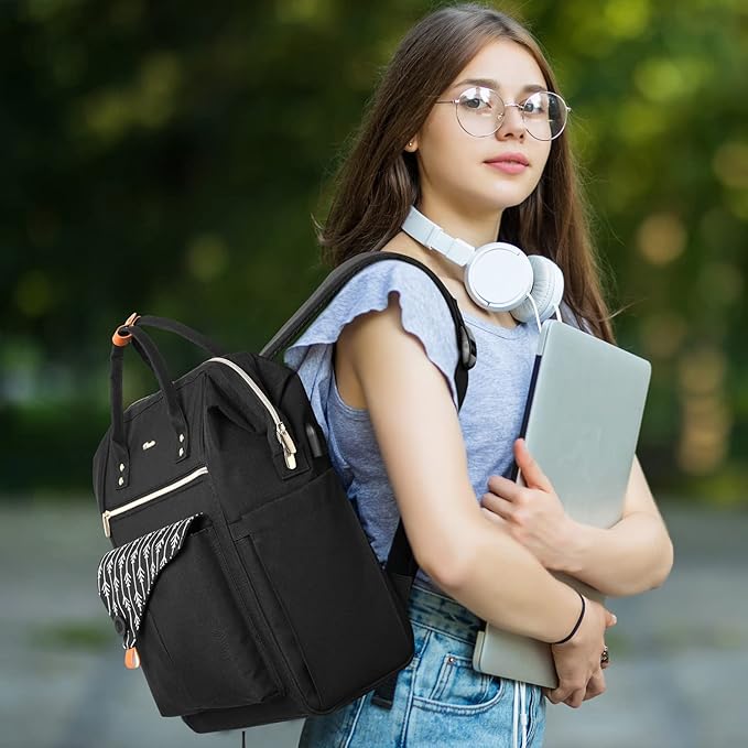 MOMUVO Laptop Backpack for Women, School Backpack 15.6 Inch Notebook Work Backpack with USB Charging Port, Casual Daypack Women College Bookbag for Teacher, Girls, Travel