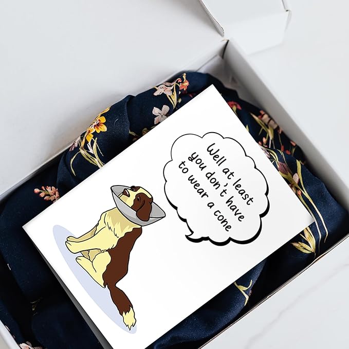 Funny Get Well Card Gift, Get Well Soon Card, Humorous Surgery Recovery Gifts for Women Men, At Least You Don't Have to Wear A Cone