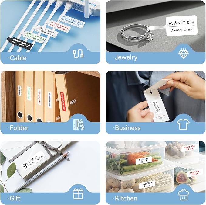 NIIMBOT Thermal Transfer Labels 0.47''x1.57'', Only for B18 Label Maker, PET Material, Waterproof and High-Temperature Resistance, Long Storage Time, White(12x40mm-150)