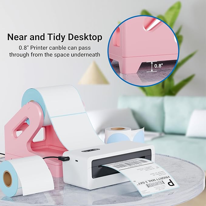 JIOSE 4x6 Printer Label Holder - Thermal Printer Label Holder for Rolls and Fan-Fold Labels - Work with Desktop Thermal Shipping Label Printer