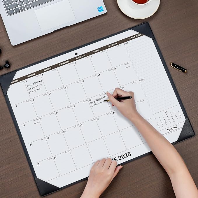 Nekmit Large Desk Calendar 2025 with Desk Protecting Pad, Runs From January 2025 - December 2025, Office Supplies 21" x 16 1/2" Desktop Calendar for Life Planning or Organizing