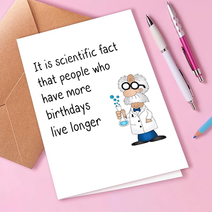 Funny Birthday Card For Old Men or Women, Humorous Greeting Card for Him or Her, 5x7 inches, Modern Style, Unisex-Adults