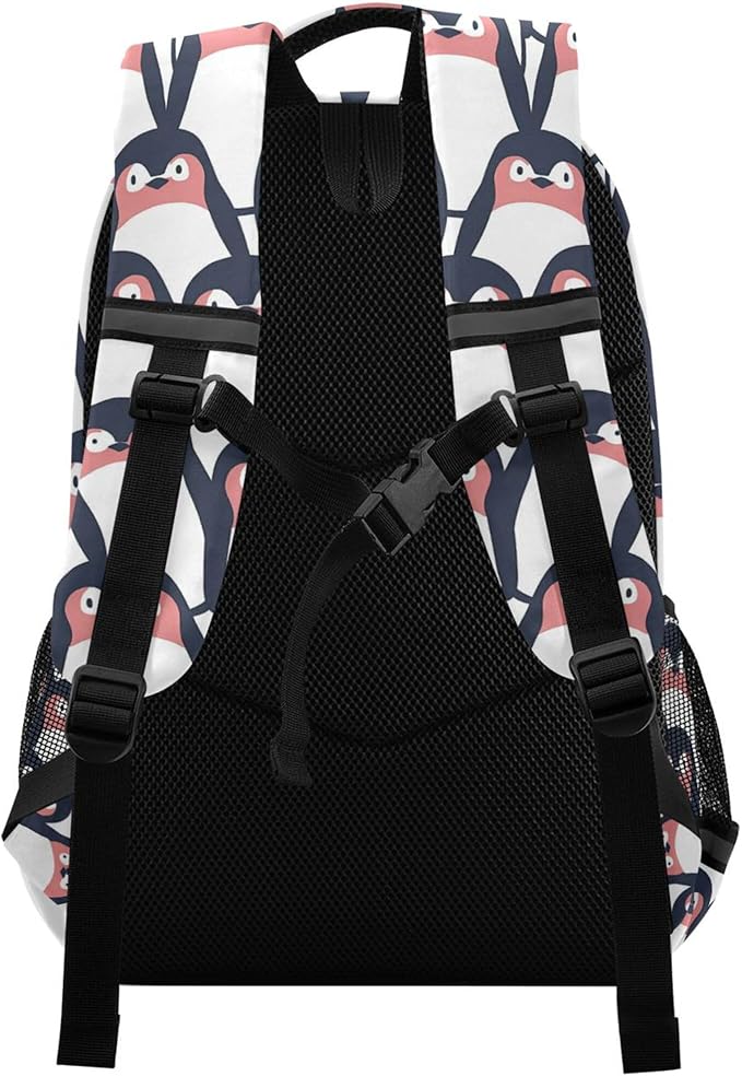 MNSRUU Laptop Backpack with Chest Strap, Cute Penguin School Backpack, Travel Hiking Backpack for Boys Girls Teen Adult, Rucksack, Knapsack