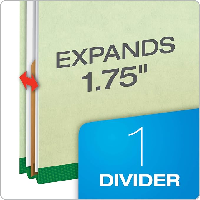 Pendaflex PFX1157G Four-Section Pressboard Folders, Letter, 2/5 Tab, Light Green (Box of 10)