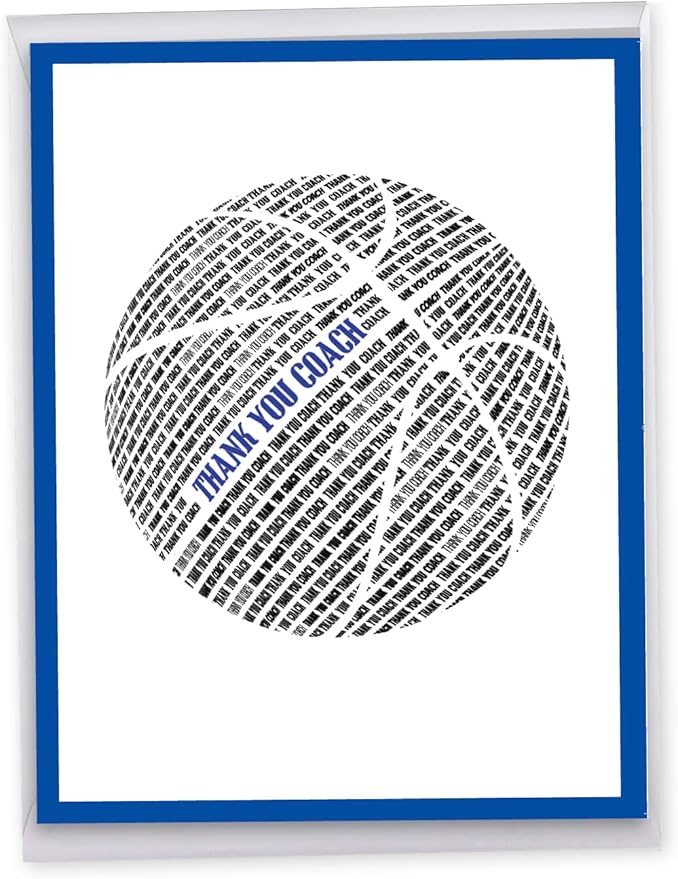 NobleWorks, Jumbo Thank You Greeting Card (Coach, Team) 8.5 x 11 Inch with Envelope (1 Pack) Large Jumbo Basketball Coach J2281ATYG-US