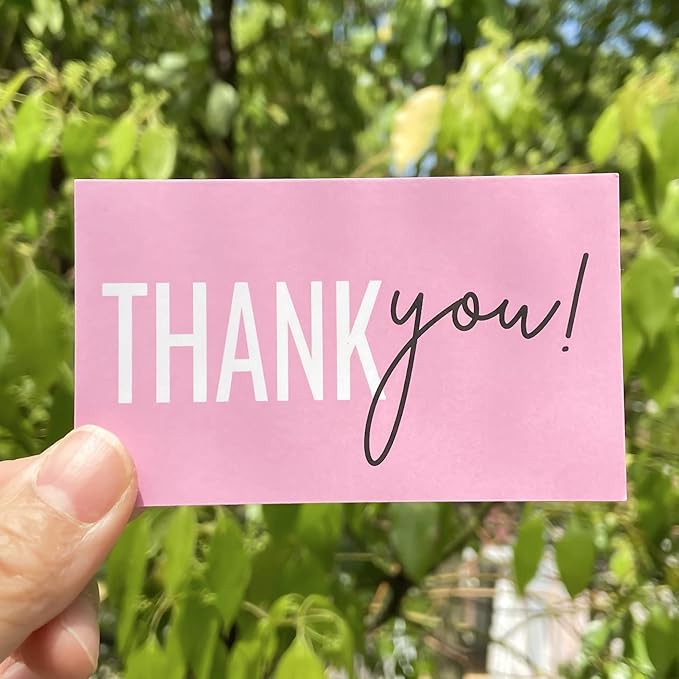RXBC2011 Thank You for your support Cards Handwritten Lettering Design Thank you small business Card 2x3.5 Inch Pack of 100