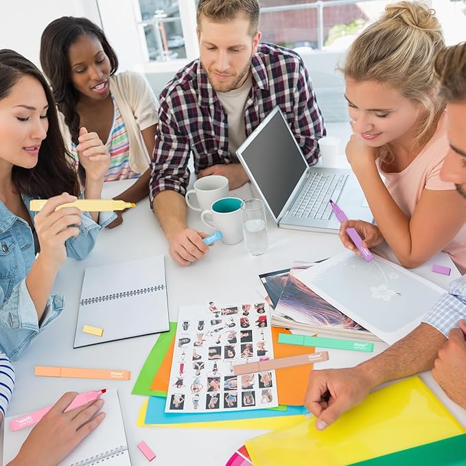 Vitoler 10Pcs Aesthetic Highlighters, Chisel Tip Marker Pens,Assorted Color Candy Highlighters,No Bleed Bible Highlighters,Cute Pastel Highlighters for Journaling Planner Notes School Supplies