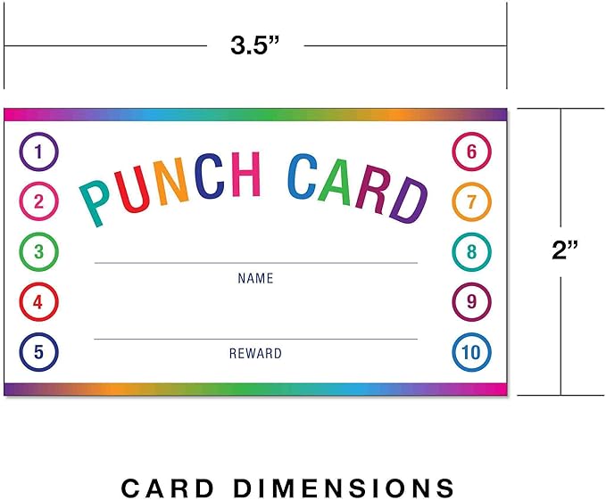 Teacher Punch Cards 200 Pack (3.5 x 2 inch) - Incentive Behavior Reward Card for Students
