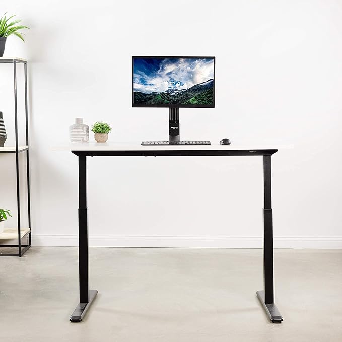 VIVO White 60 x 24 inch Universal Solid One-Piece Table Top for Standard and Sit to Stand Height Adjustable Home and Office Desk Frames, DESK-TOP60W