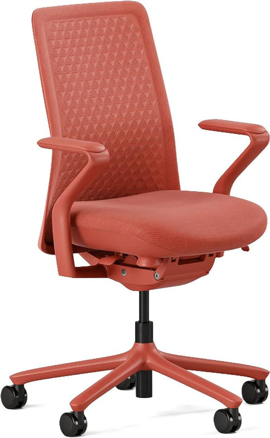 Branch Verve Chair - High Performance Executive Office Chair with Contoured Seat Back and Adjustable Lumbar Rest - High Density Foam Cushion with Aluminum Base - Up to 275 lbs - Coral