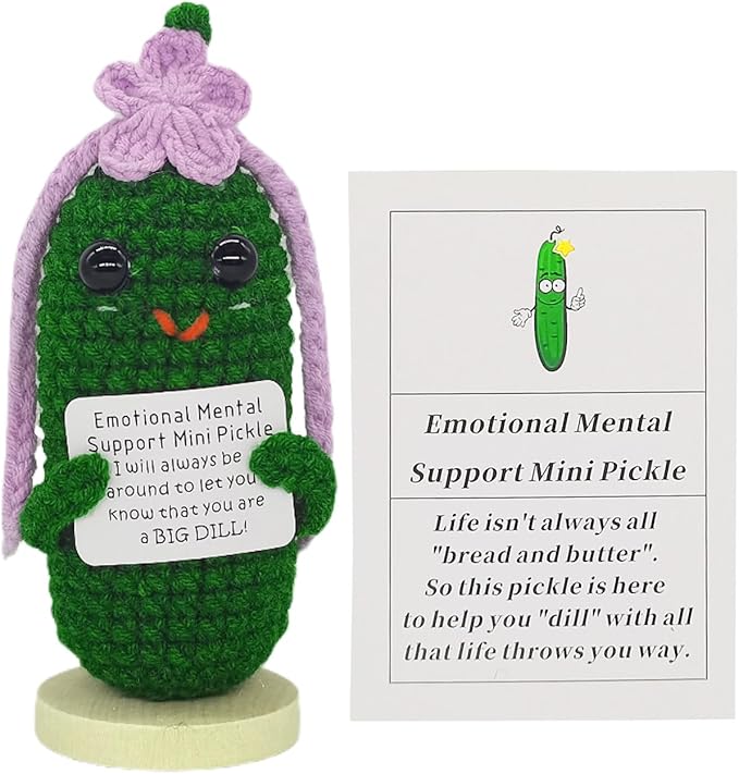 Funny Crochet Pickles 1 Pcs with Affirmations Cards for Inspirational Novelty Good Luck Gifts and Party Decorations(KK-CKD04-ppfw)