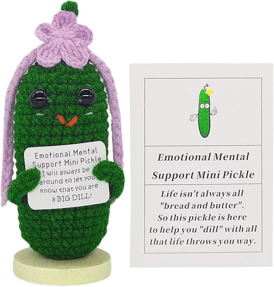 Funny Crochet Pickles 1 Pcs with Affirmations Cards for Inspirational Novelty Good Luck Gifts and Party Decorations(KK-CKD04-ppfw)