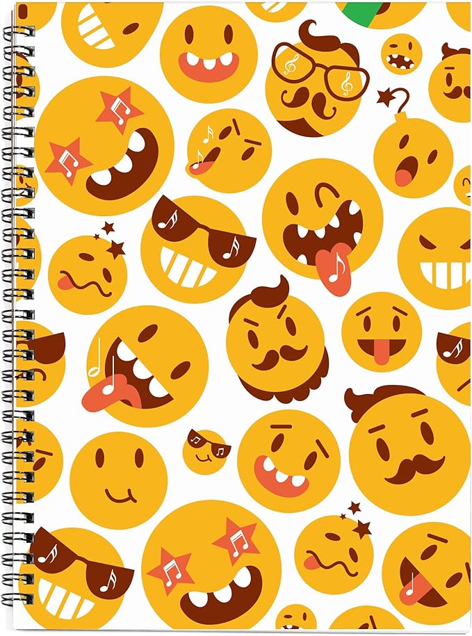 MAXCURY Blank Sheet Music Composition Manuscript Staff Paper Art Music Notebook Black 100 Pages 26x19cm (FunnyEmojis/White)