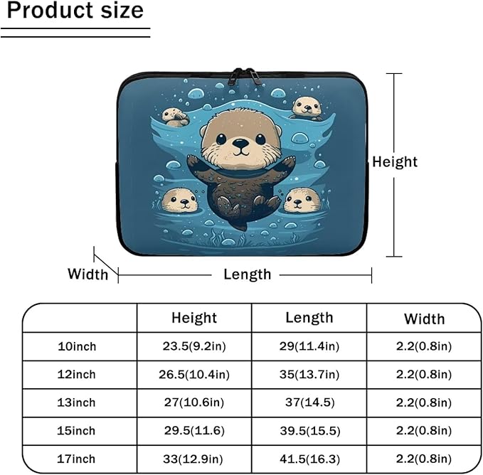 Sea Otter Computer Sleeve for Women 10 inch Laptop Sleeve Durable Lap Top Case with Multiple Uses Tablet Bag Teen Girls Laptop Carrying Case Briefcase Navy Blue