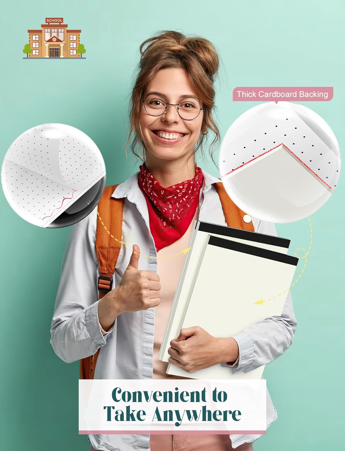 Dotted Paper 8.5 x 11, 6 Pack Dot Grid Paper Pad, 30 Sheets Per Pad Dotted Journal Notepad 8.5 x 11, Easy Tear-Off 5x5 Dots Journal Paper Pads for Office, School