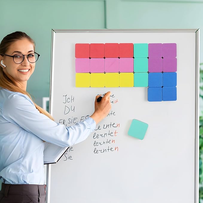 MaxGear 108 Pack Dry Erase Erasers, Magnetic Whiteboard Dry Erasers for Classroom, Mini Whiteboard Cleaning Pads, Chalkboard Wiper Teacher Supplies for School, Office, Home （6 Color Set, 2 x 2 Inch