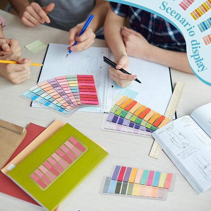 ReliThick 8000 Pcs Annotation tabs Sticky Tabs for Books Transparent Sticky Notes Multi Colored Writable Page Markers Book Flags Strip for Annotating Reading Supplies Bookish Gift(Light Colors)