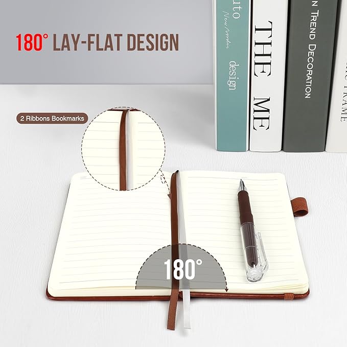 Small Notebook College Ruled, 3 Pack (Brown) 3.7x5.7 in Pocket Notebook Journaling Notebooks Mini Hardcover Lined Note Pads with Pens for Work Business Travel and Office Supplies