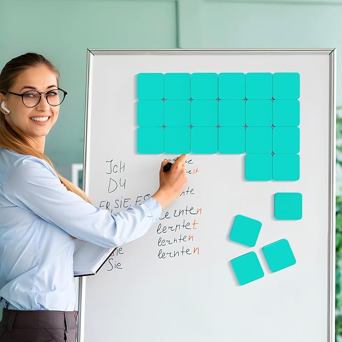 MaxGear Dry Erase Erasers, 48 Pack Magnetic Whiteboard Erasers for Classroom, Mini Whiteboard Cleaning Pads Bulk, Chalkboard Wiper Teacher Supplies for School, Office, Home (Green, 2 x 2 x 0.6 Inch)