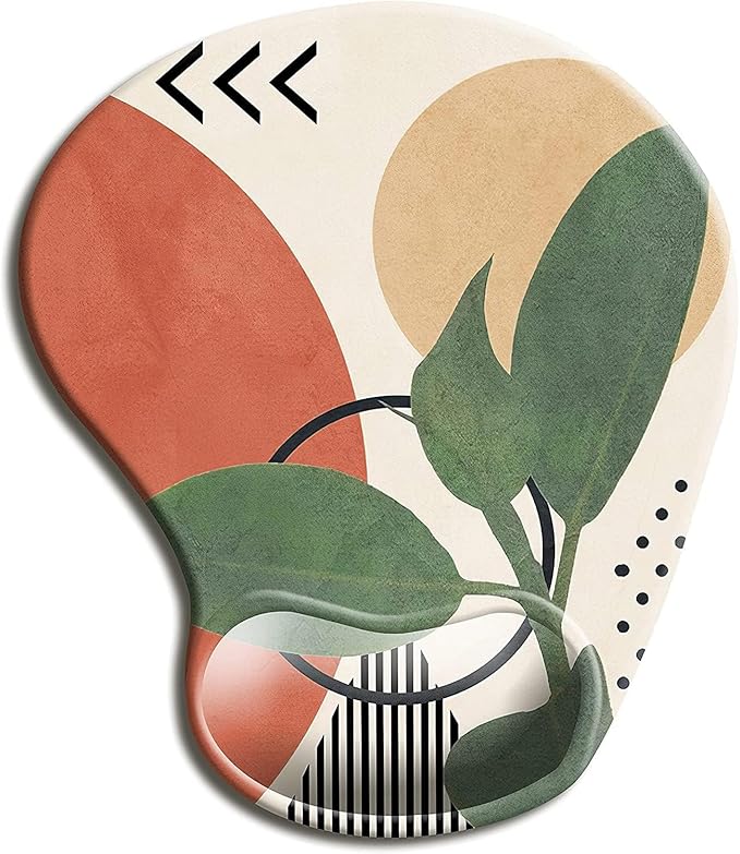 DOOKE Ergonomic Mouse Pad with Wrist Support and,Mouse Pads with Non-Slip PU Base for Home Office Working Studying Easy Typing & Pain Relief Leaves