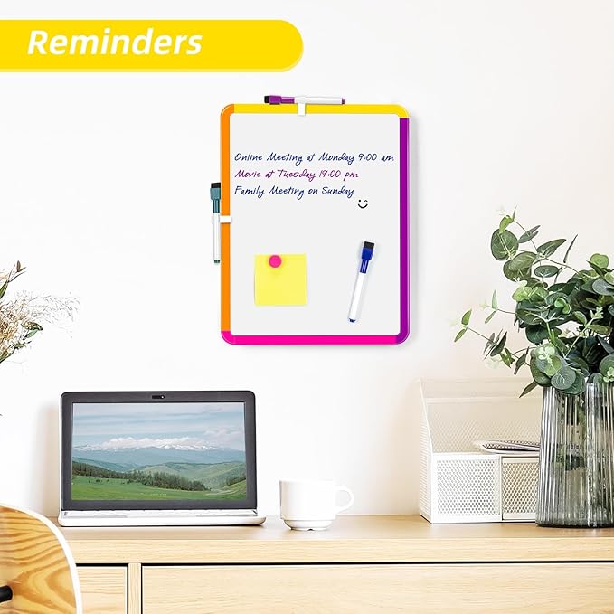 VUSIGN Small White Board Dry Erase, 11''x14'' Magnetic Dry Erase Board, Mini Whiteboard with Markers for Kids, Students, Fridge, Wall, Locker