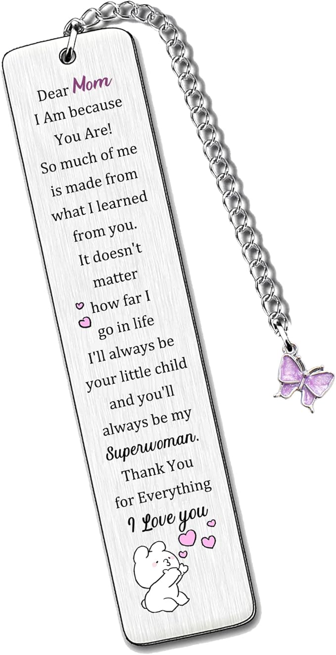 Mom Bookmarks Mothers Day Gifts Bookmarker Mommy My Greatest Superwoman Birthday Present Mum I Am Because You are Retirement Appreciate Keepsakes Christmas Thanksgiving Women Book Accessory Butterfly