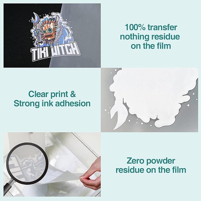 KASYU DTF Transfer Film, 50 Sheets 11"*17" DTF Paper with Smart Printing Pad for All Sublimation&DTF Printers,DTF Film for Sublimation Hack,Upgraded Direct to Film for All Color Fabric