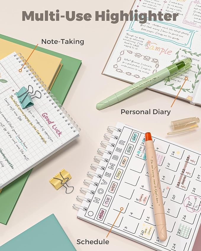 WEMATE Bible Highlighters No Bleed, 9PCS Assorted Colors Gel Highlighters Set, Cute Bible Study Supplies for Scripture Marking, Color Coding & Book Highlighting