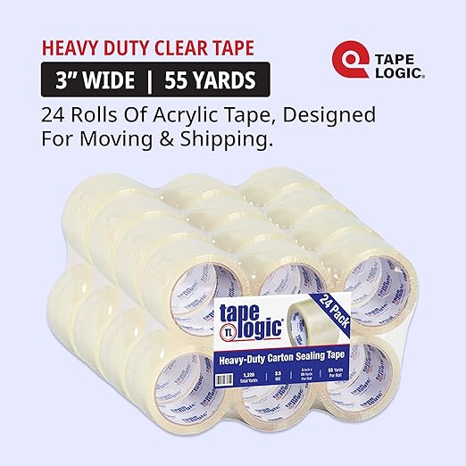 Aviditi Packaging Tape for Boxes, 3" x 55 Yards, 3.5 Mil, 24-Pack | Clear Acrylic Tape Strong for Packing, Mailing, Boxing, Package, Shipping, Moving, Home and Office, Bulk Refill for Dispenser
