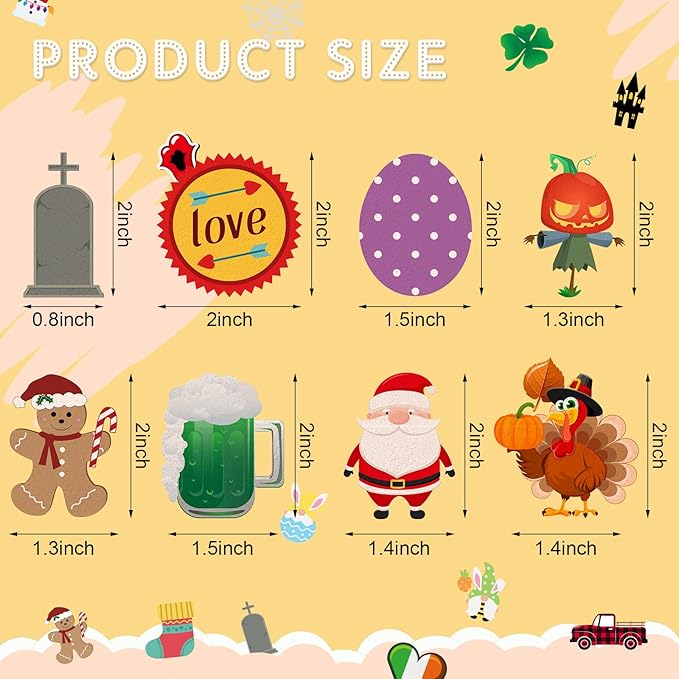 68 Pcs Holiday Seasonal Accessories Icons for Felt Letter Message Board Decorations Cute Symbols Changeable with Adhesive Dots for 4th July Patriotic Independence Day Decor, Board Not Included