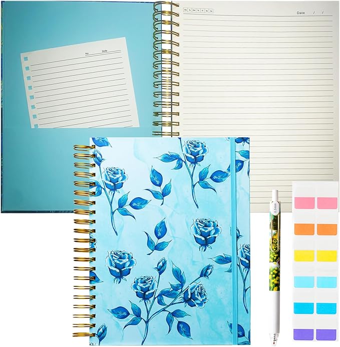 300 Pages Journal 100GSM Pages 3 Pockets Thick Superhard Cover Spiral Notebook for Women 8.5x11 Spiral Journal for Women Large Notebook for Women Cute Notebook Floral Journal Gift