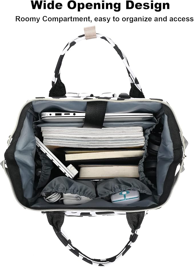 Cow Print Laptop Backpack College School Backpack Bookbags Nurse Backpacks Travel Bags Casual Daypacks for Women Girls Fits 15.6 Inch Notebook