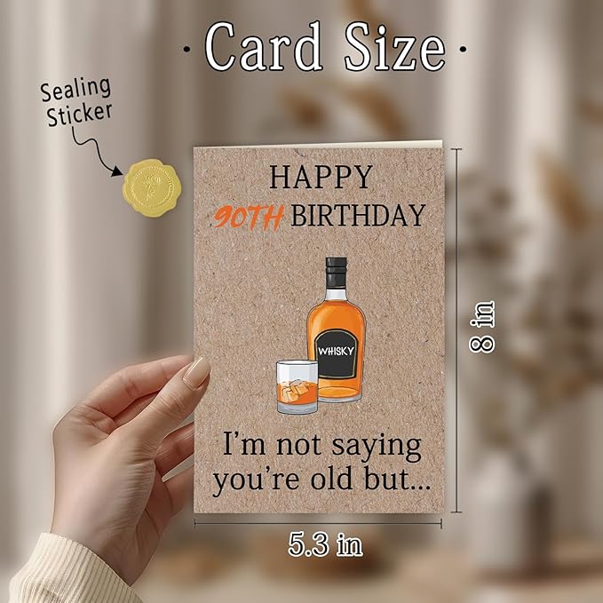 Happy 90th Birthday Gifts for Men Women, Funny 90th Birthday Cards Decorations for Grandma Grandpa, Gifts for 90 Year Old Grandparents