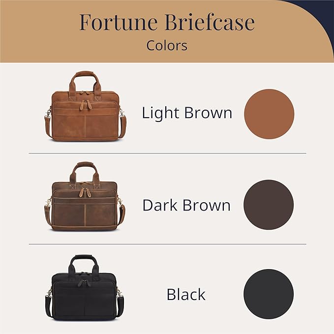 Luxorro Full-Grain Leather Briefcases for Men, Leather Laptop Briefcase For Men, Leather Bag, Leather Computer Bag For Men