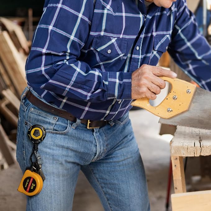 MNGARISTA Upgraded Heavy Duty Retractable Keychain with Belt Clip, 10 OZ Retraction, 31.5" Stainless Steel Cord, ID Badge Reel with Badge Strap and Key Ring