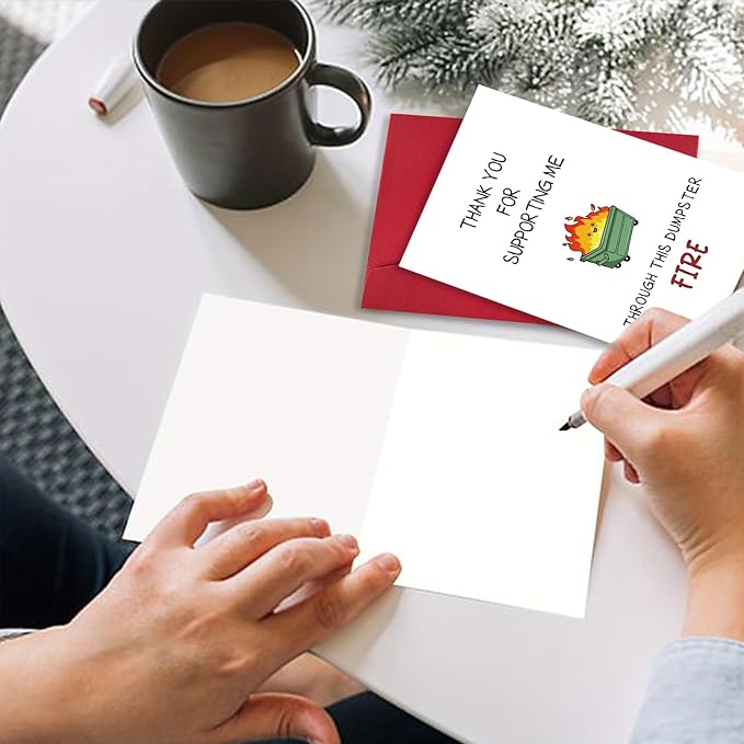 Funny Thank You Card for Him Her, Cute Support Card for Coworker Boss Teacher, Lovely Appreciation Card, Thank You for Supporting Me Through This Dumpster Fire