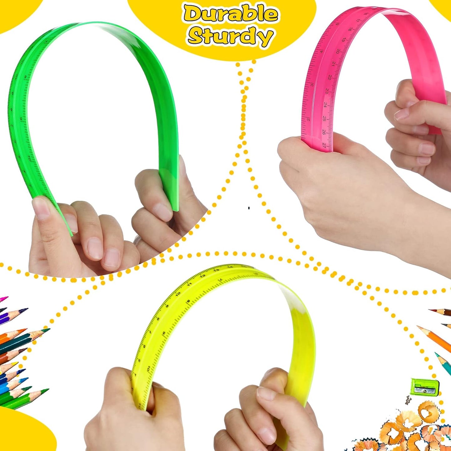 Teling 192 Pack Rulers Bulk for Classroom Transparent Colorful Metric Rulers with Inches and Centimeters 8 Colors for Kids Back to School Supplies(12 Inch)