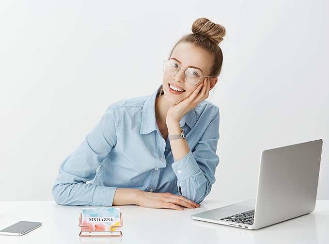 Business Card Holder for Desk, Metal Business Card Holder Display Stand, Desktop Business Card Organizer for Women, 2 Pack, Rose Gold