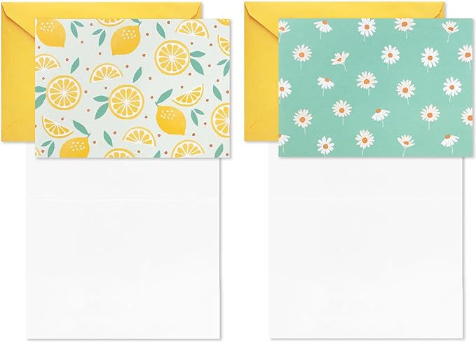 Hallmark Blank Cards Assortment, 24 Cards with Envelopes (Citrus, Greenery, Gingham, Strawberries) for Easter, Mother's Day, Any Occasion