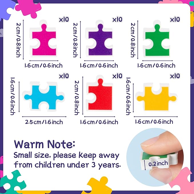 CJiangpo 60Pcs Puzzle Mini Eraser for Kids Bulk - Cute Puzzle Pieces Pencil Rubber Eraser Novelty 3D Desk Rubbers Birthday Party Favors Filler Kids Back to School Classroom Prizes Gifts