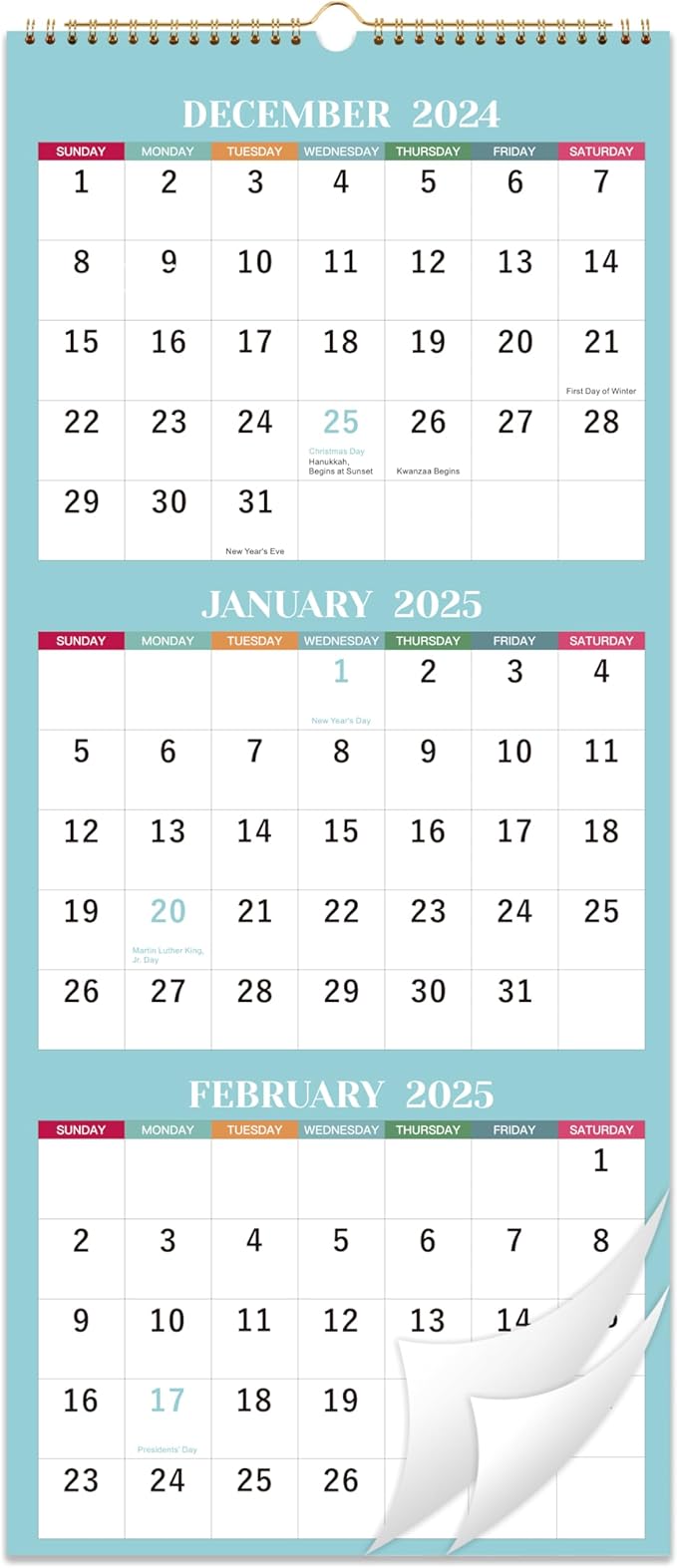 2025 Wall Calendar - 3 Month Wall Calendar 2025, Jan 2025 - Dec 2025, 11.25" x 26", 3 Month Calendar 2025, 3 Month Vertical Calendar with Thick Paper - Morandi