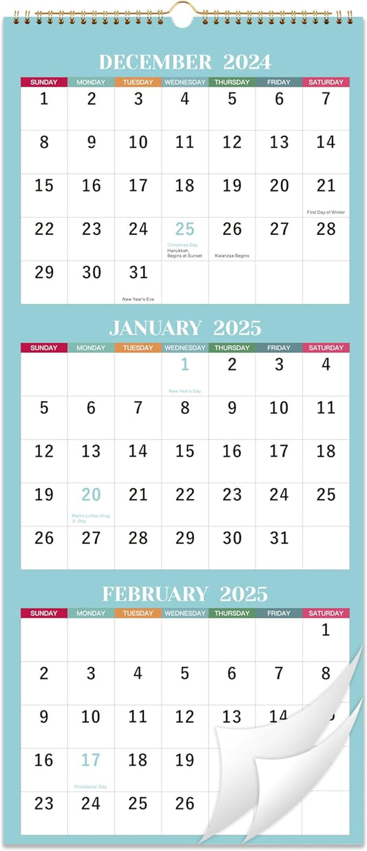 2025 Wall Calendar - 3 Month Wall Calendar 2025, Jan 2025 - Dec 2025, 11.25" x 26", 3 Month Calendar 2025, 3 Month Vertical Calendar with Thick Paper - Morandi