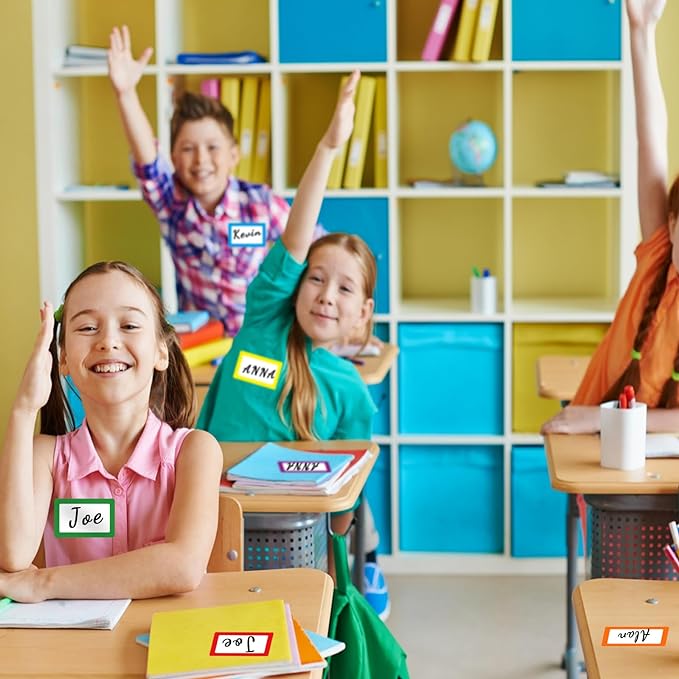 Removable Name Tags, 3 1/2" x 2 1/4", 6 Colors 120 Waterproof Name Badges for Office,School,Classroom and Home