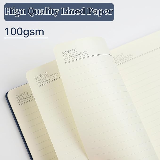 Journal Notebook Journal for Men/Women Journals for Writing A5 180Sheets 360Pages College Ruled Notebook 100gsm Lined Paper Leather Hardcover Journal 5.9'' X 8.4'' (Dark Blue)