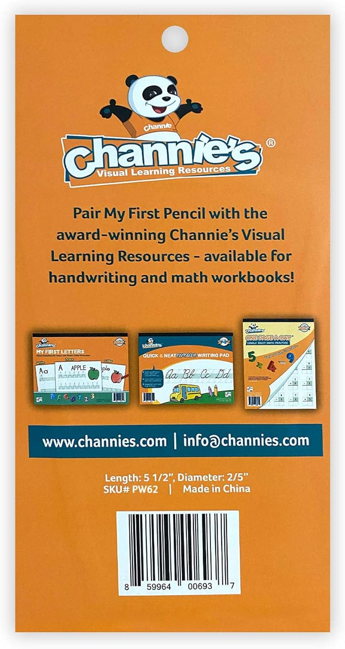 Channie's My First Pencil, Easy-to-Hold Jumbo Pre Sharpened Pencils #2 for Preschoolers, Kindergarteners & 1st Graders, White Wooden 2B Fat Pencils for Kids Ages 3-7, Pack of 2 (5 Each) & Sharpener