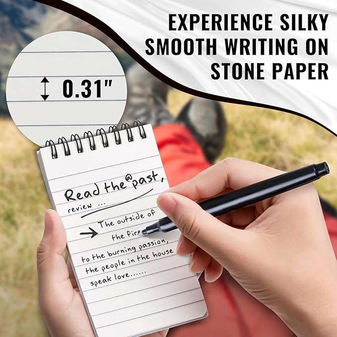 POPYOLA 4 Pack Waterproof Pocket Notebook, 3 x 5 Pocket Notepad, All Weather Small Mini Spiral Notepad with 100 Lined Pages for Outdoor Office School