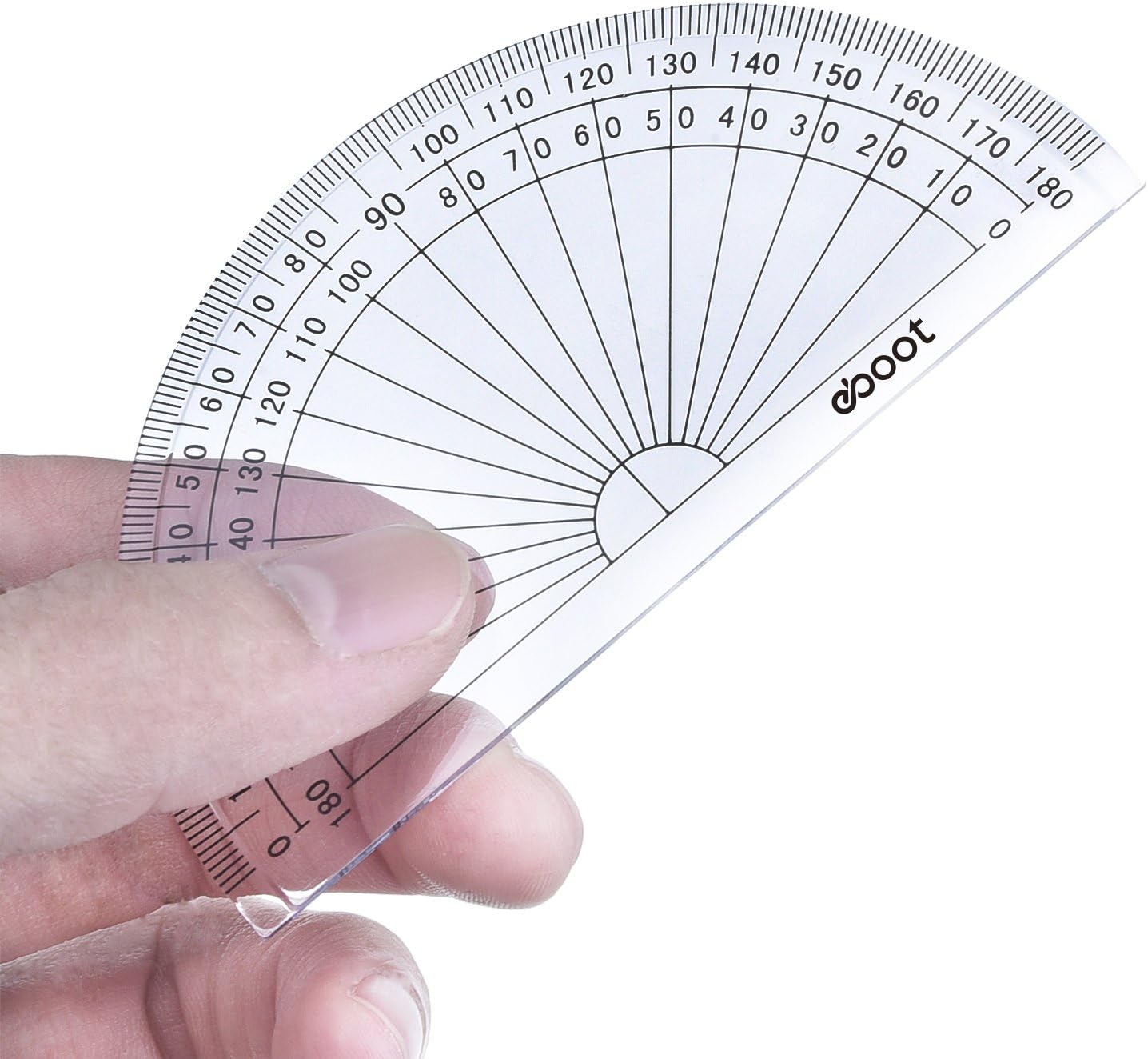 EBOOT 50 Pcs Math Protractors Plastic Protractor 180 Degrees, 4 Inches(Clear)